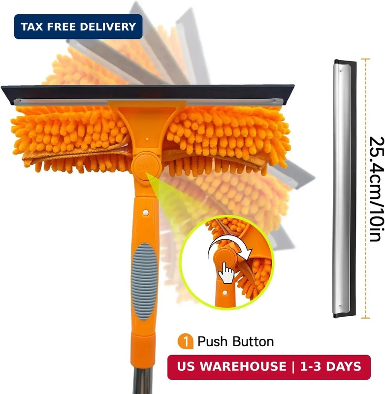67" Squeegee Window Cleaner 2 in 1 Rotatable Window Cleaning Tool Kit with Exten gallery