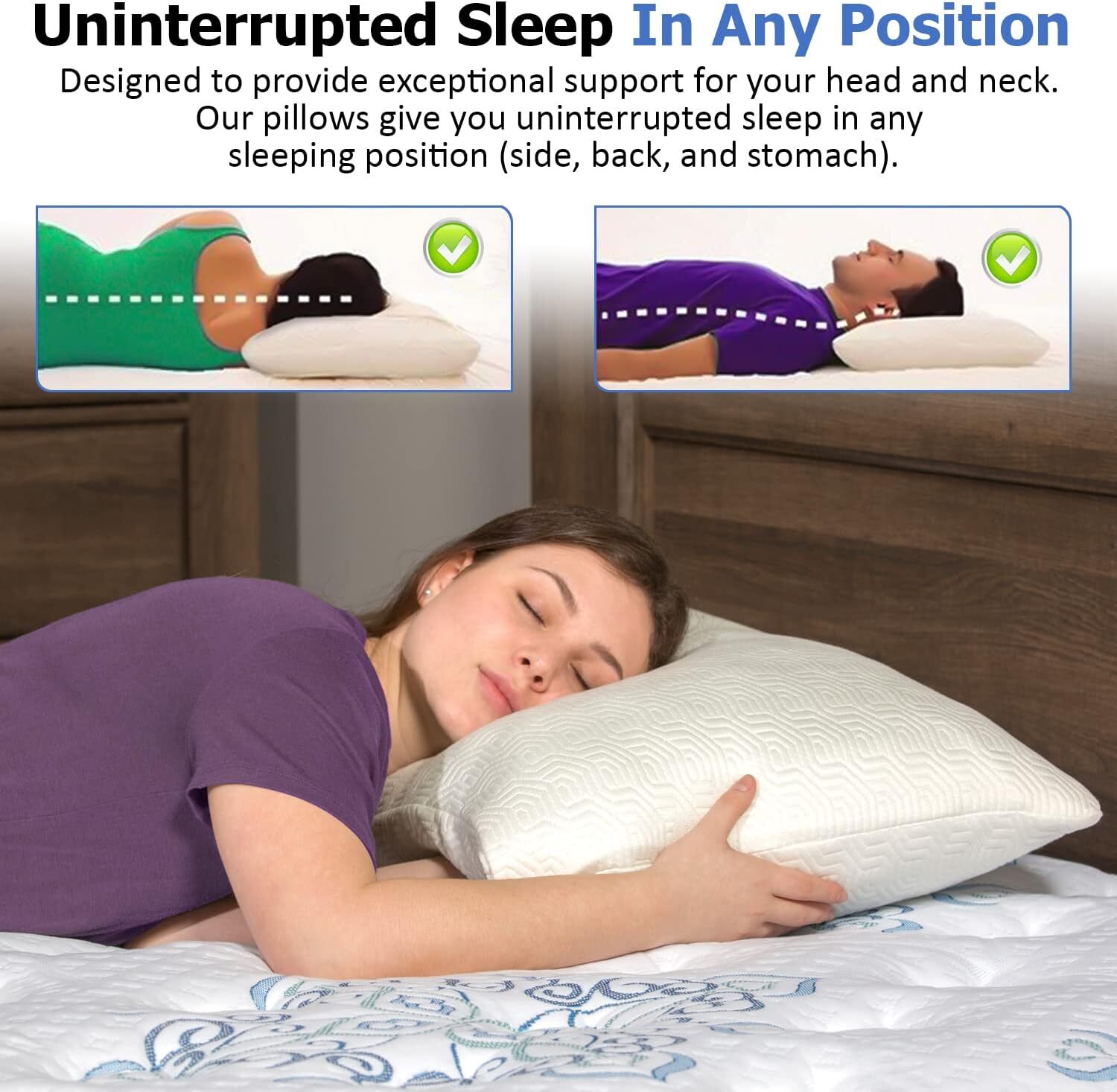 Elif Bamboo Pillows Adjustable Shredded Memory Foam Bed Pillows King or Queen gallery