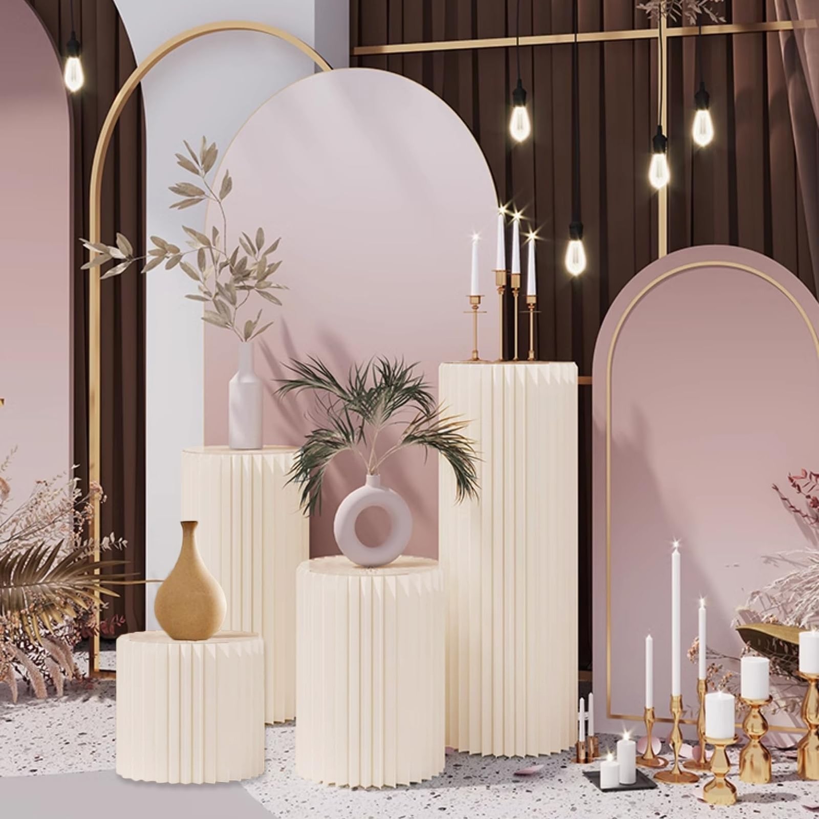 ** NEW 4-Pack Pedestal Stands | Foldable Columns | 120 lb Capacity | Acrylic Top gallery