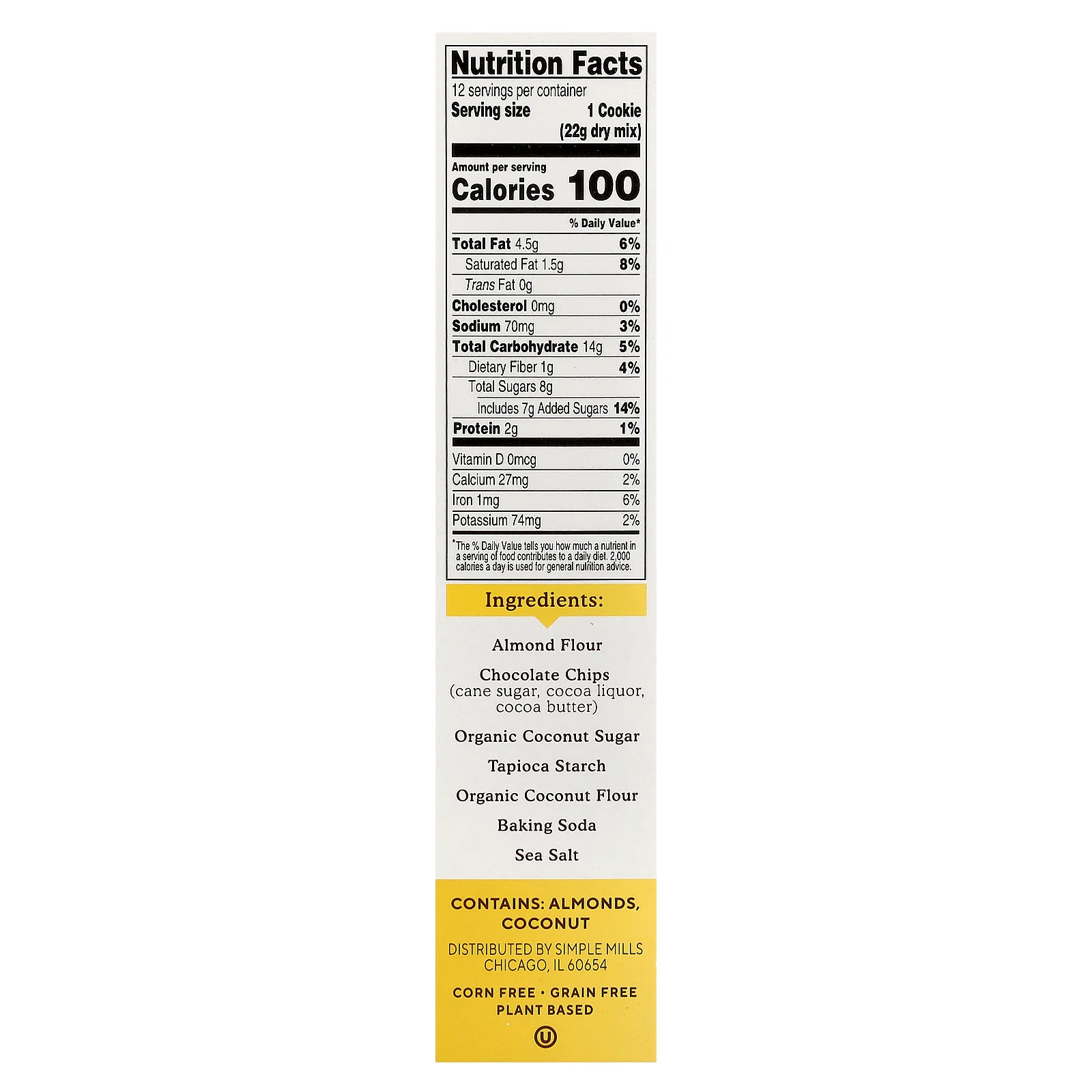 Almond Flour Baking Mix, Chocolate Chip Cookie, 9.4 oz (265 g) gallery