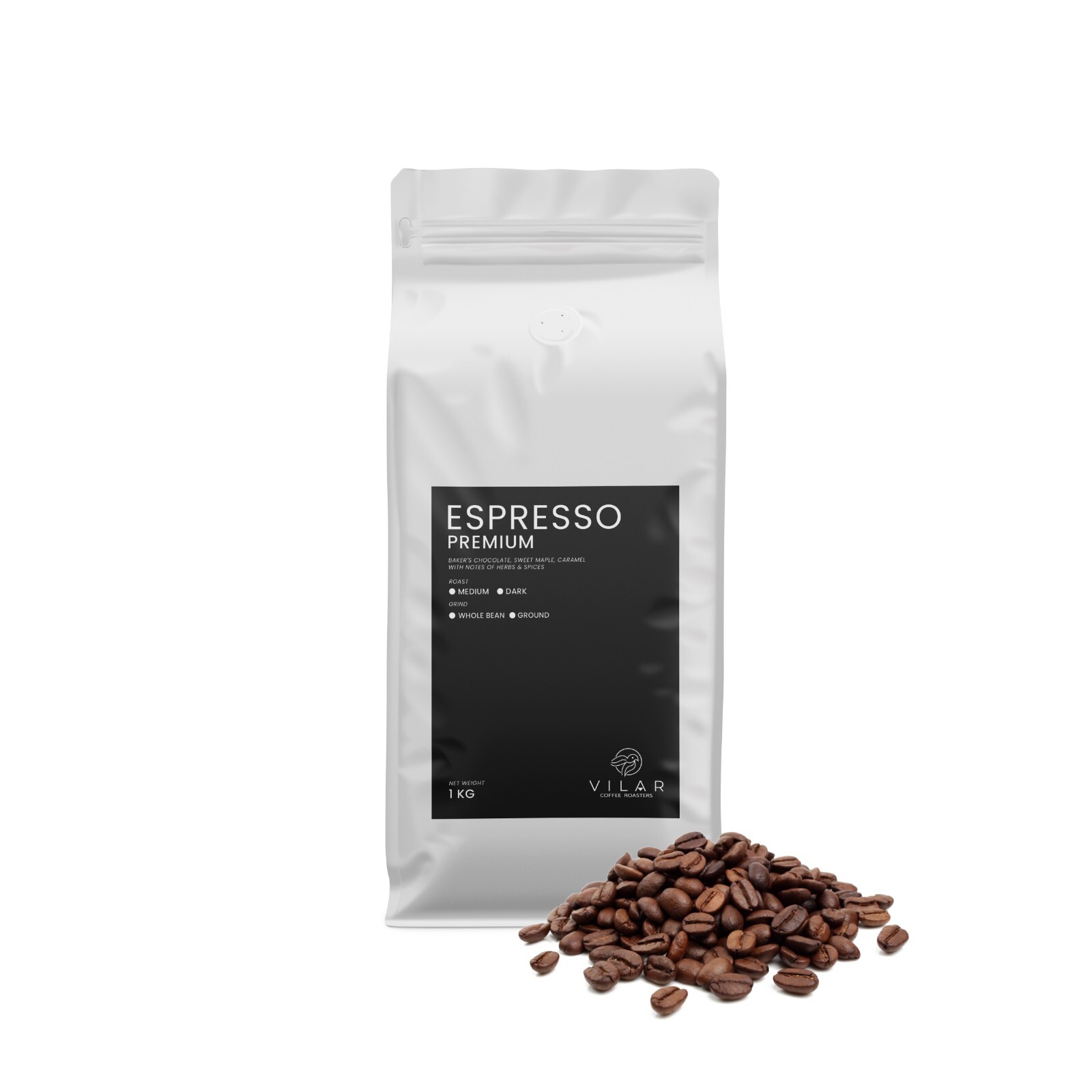 Fresh Espresso Coffee Beans Medium or Dark Roast - Premium Blend - 1 Kg (2.2 Lb) gallery
