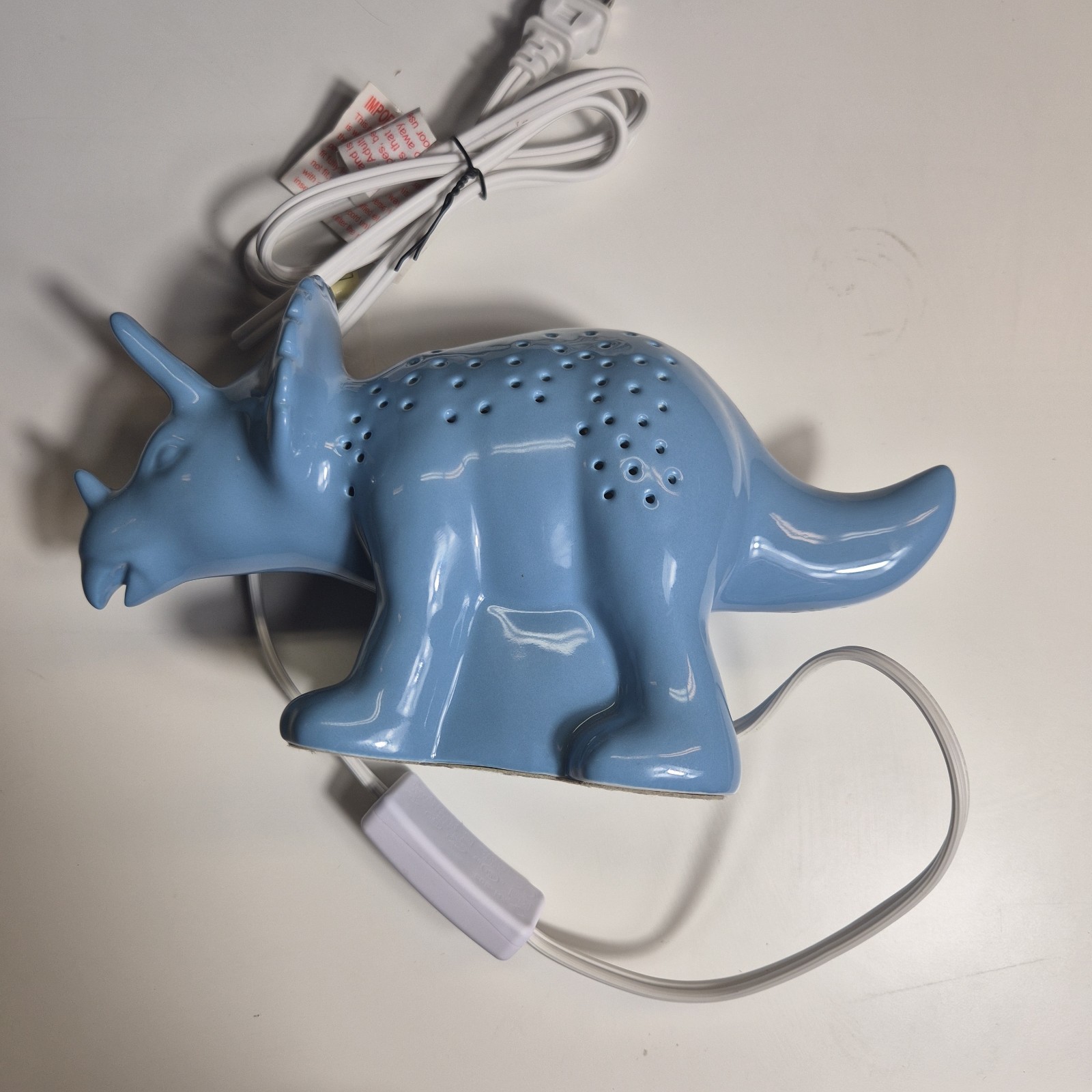 Target Blue Triceratops Dinosaur Ceramic Night Light Lamp Kids Room Decor gallery