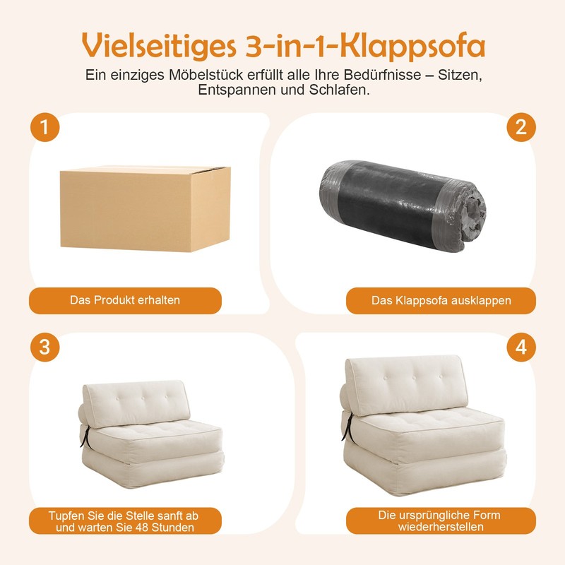 Single Folding Sofa Bed Convertible Sleeper Bed Chair Couches w/ Dual-Pillow gallery