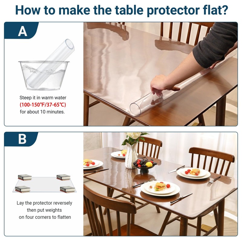 Protector de mesa transparente rectangular 40 x 72 pulgadas, 1,5 mm transparente gallery