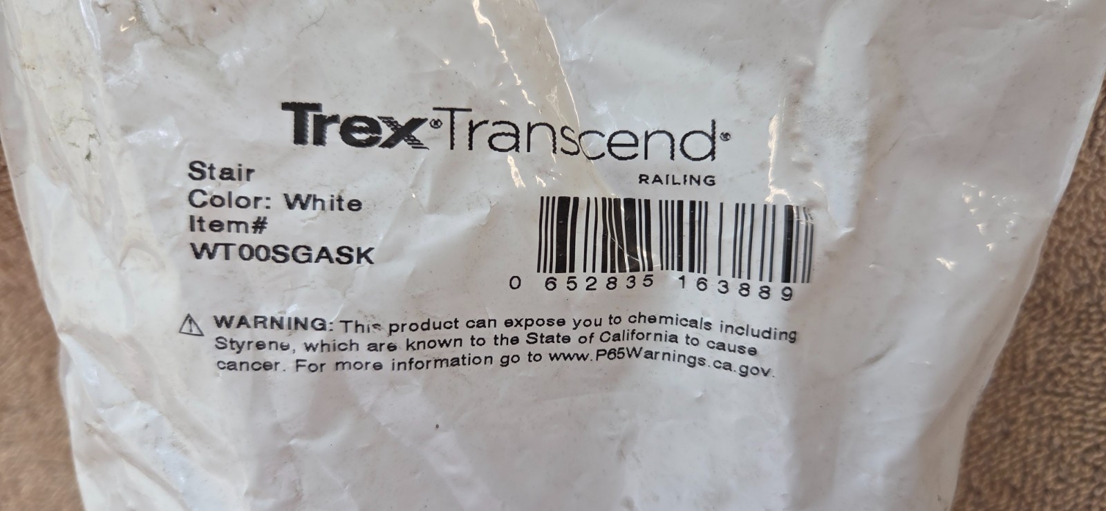 Trex Transcend STAIR Rail Gaskets White WT00SGASK 6 Per Pack gallery