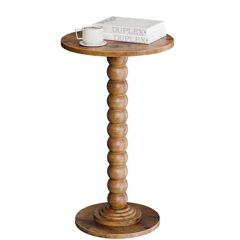 Modern Round Side Table,Accent End Table with Solid Wood Spindle,Small Drink gallery