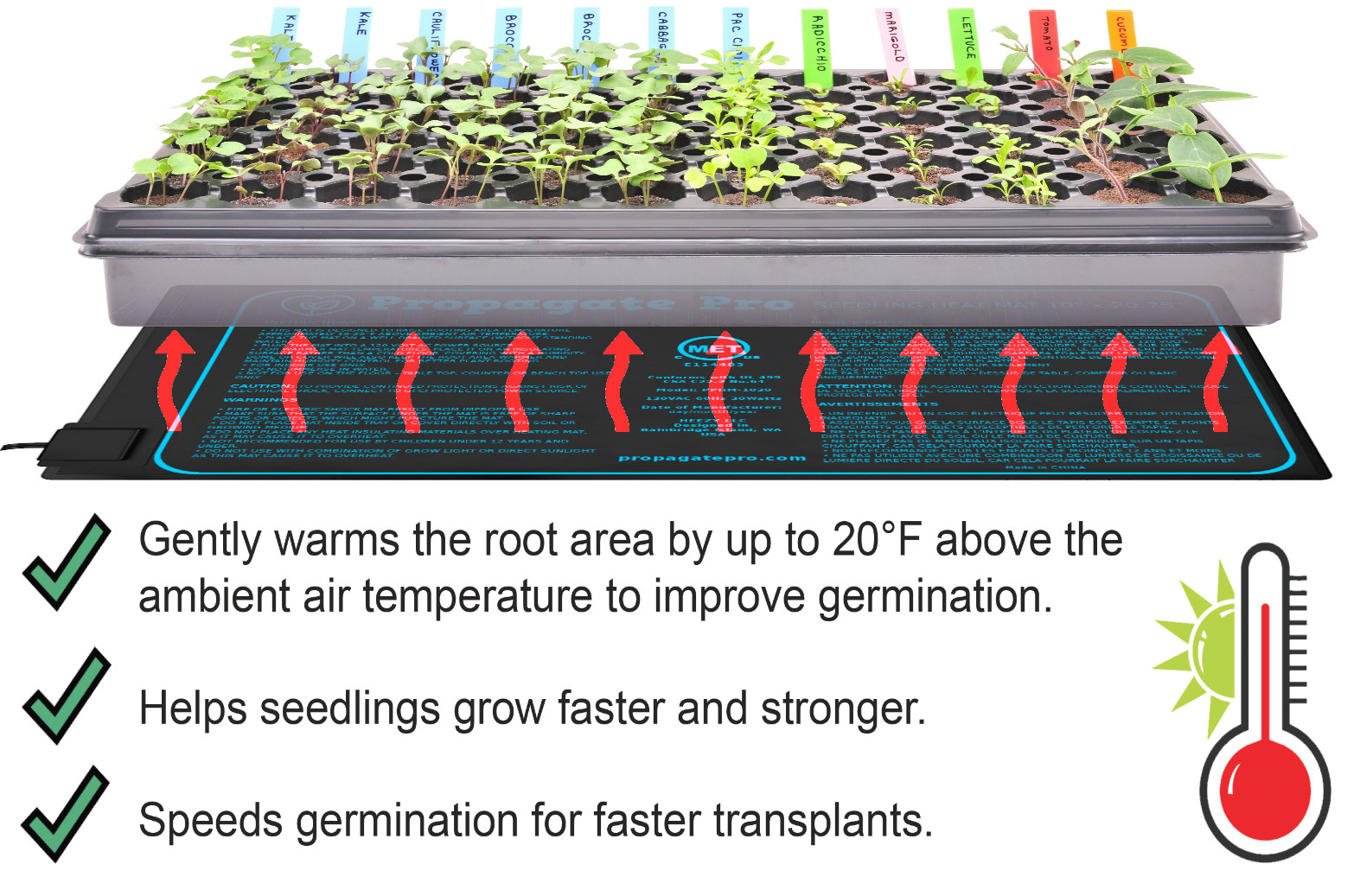 PROPAGATE PRO Seedling Heat Mat 20"x20" Seed Starter Pad Germination Clone gallery