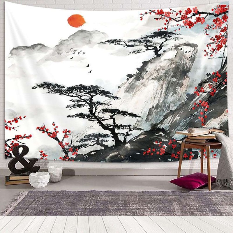 Ink Art Landscape Extra Large Tapestry Wall Hanging Posters Background Drawing gallery