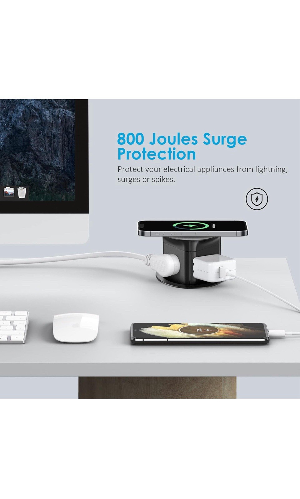 Pop up Outlet with 15W Wireless Charger,4 Outlets 15A, Splash Resistant, 3 Inch gallery