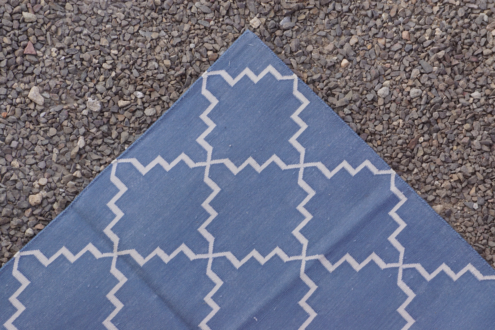 Rugmoda Cotton Blue Ivory Geometric 3x5 ft Area Rug for Living Room Bedroom gallery