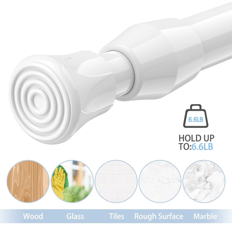 Adjustable 27"-37" White Spring Tension Rods, 2-Pack - Easy Install No-Drill gallery