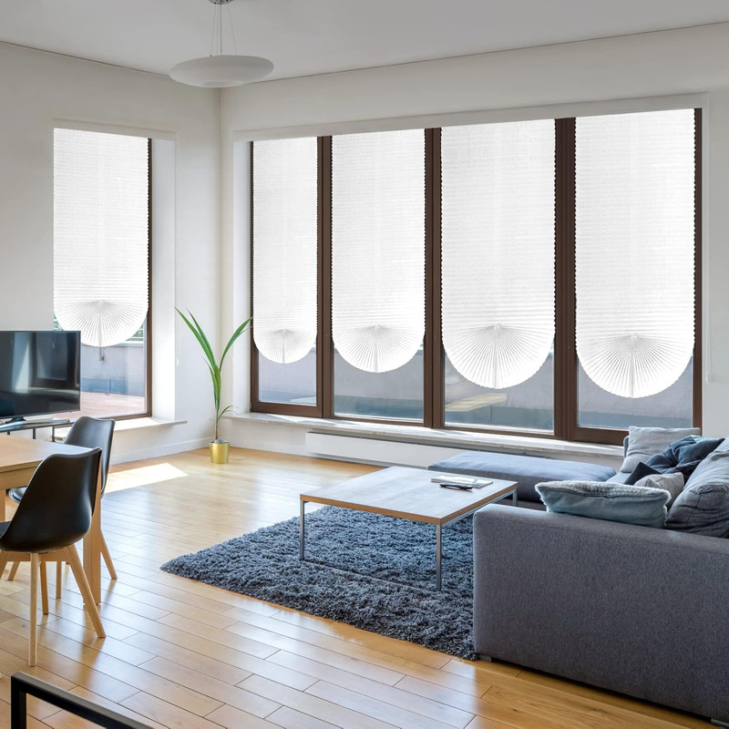 MALOKI Temporary Window Blinds, Pleated Shades Cordless Fabric Light Filtering B gallery