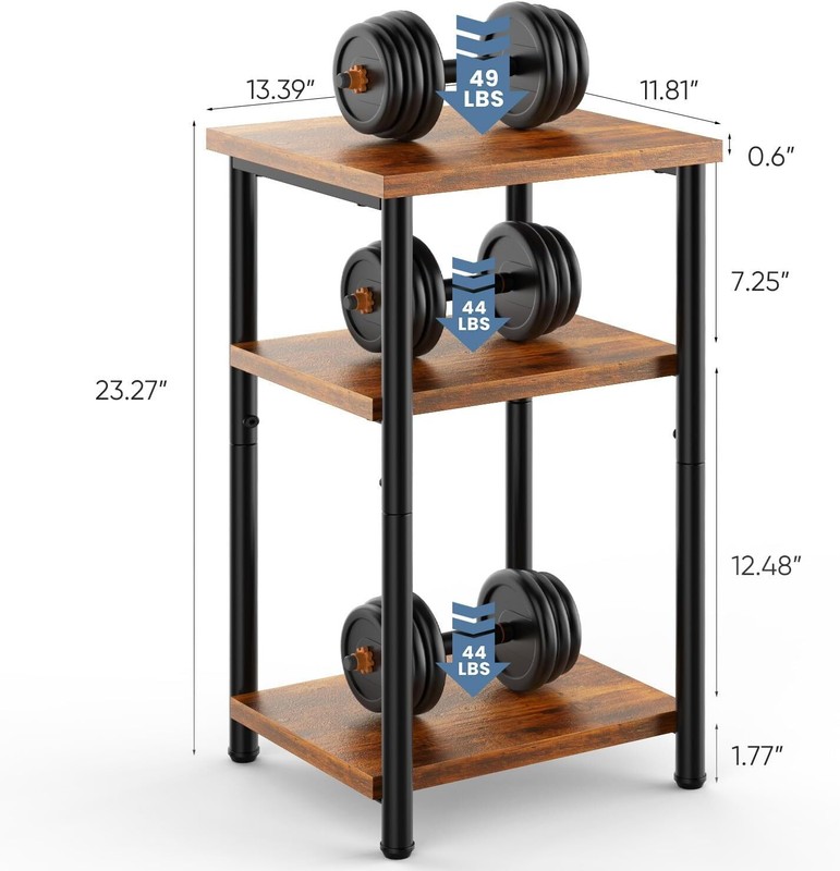 3-Tier End Table Small Side Table Storage Shelf Nightstand with Adjustable Feet gallery