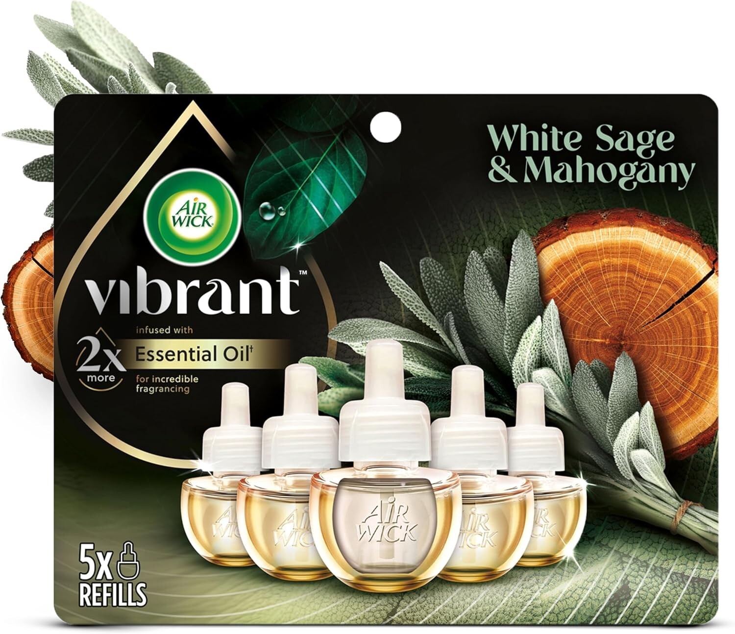 Air Wick Plug in Scented Oil Refill, 5Ct, White Sage & Mahogany, Air Freshener gallery