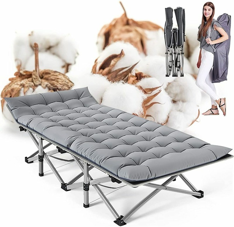 NAIZEA Folding Camping Cot Bed Zero Gravity Chair Mattress Gray Blue Mattress gallery