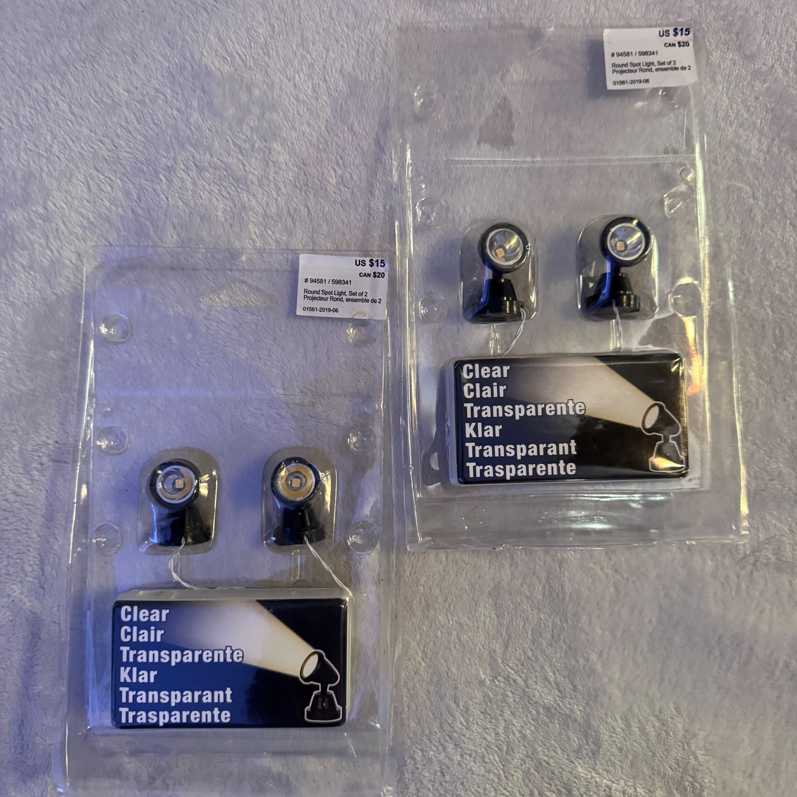 Round Spot Light Set of 2 Clear LED Miniature Accent Lighting Black 94581 598341 gallery