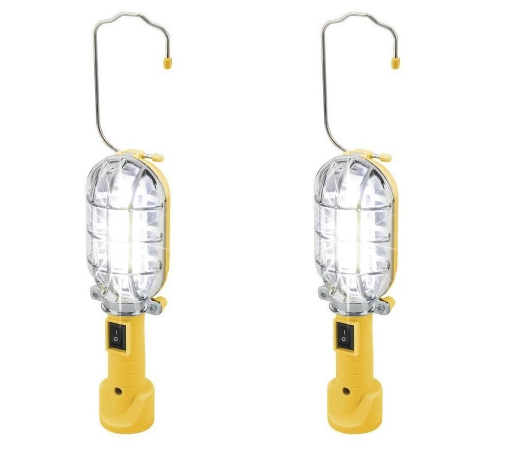 Handheld 200 Lumen LED Work Light 2 Pack AAA Battery Swivel Hook & Magnetic Base