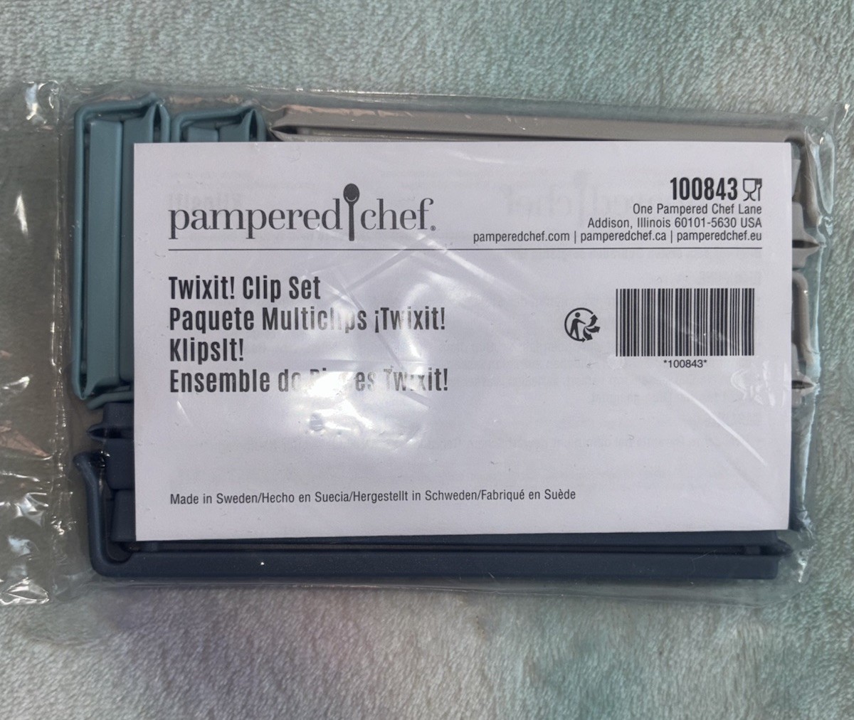 Pampered Chef Twixit Clip Set #100843 Grey/ Blue/ White Pack of 10 Brand New gallery