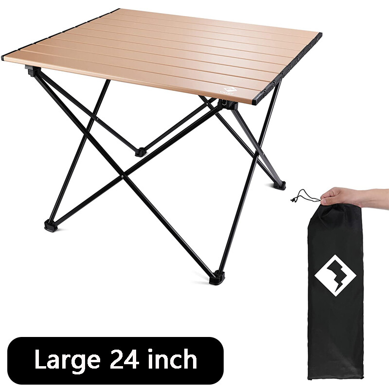 VILLEY 24in Folding Beach Table Portable Camping Table Ultralight Aluminum Table