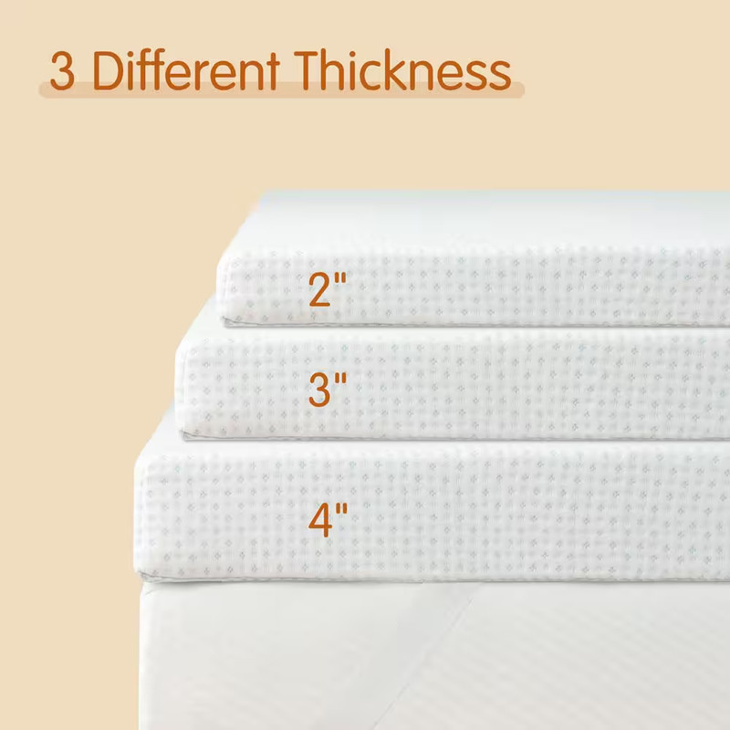 Medium 4 In. Full Gel Memory Foam Mattress Topper with Easy Care Machine Washabl gallery