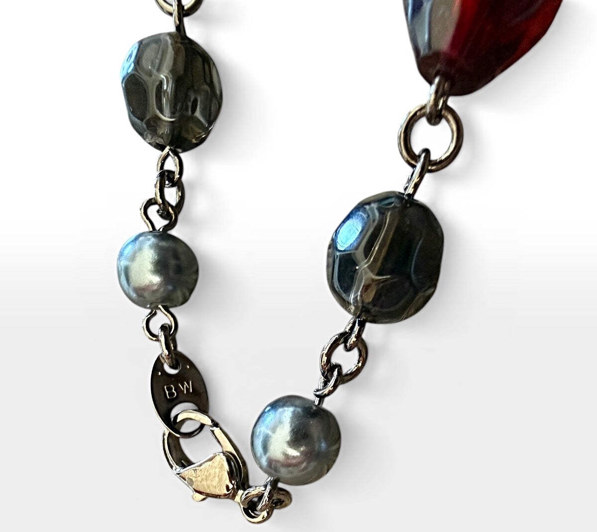 Multicolor Beaded Necklace Purple Gray Red Long Fashion Necklace gallery