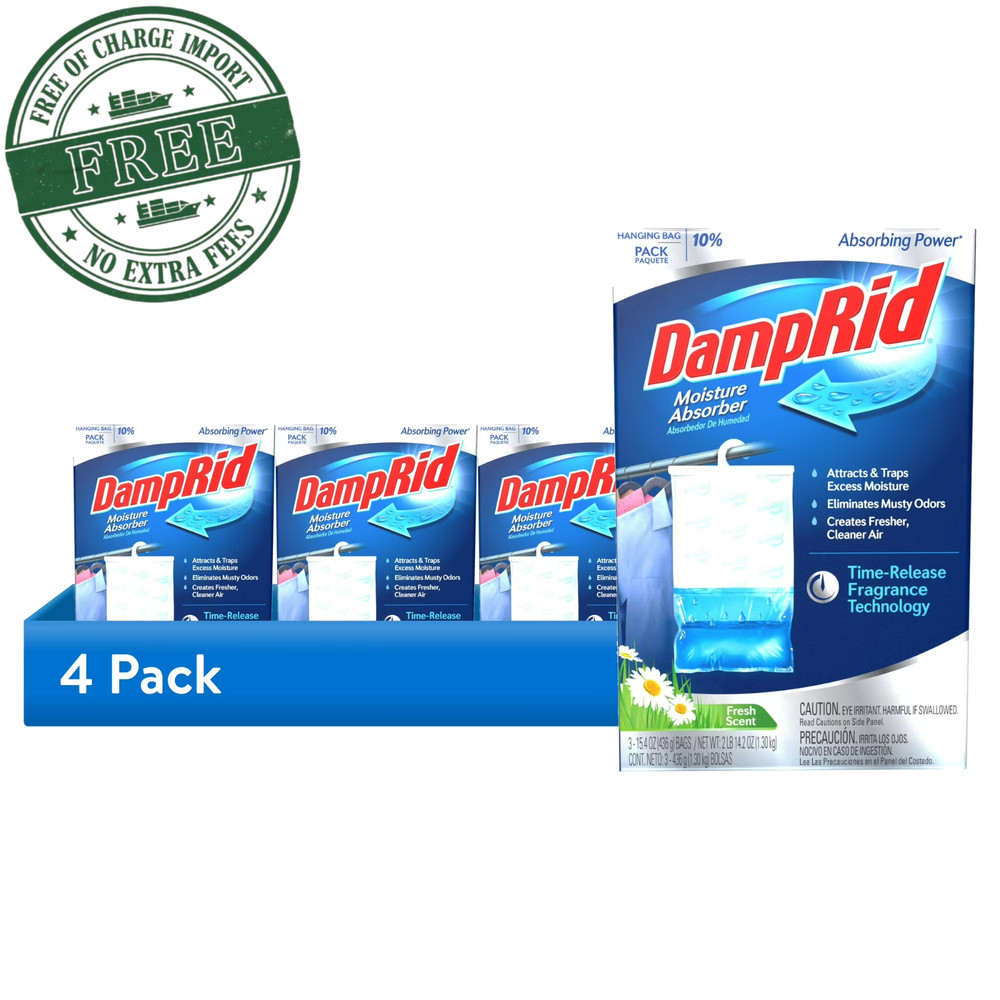 (4 Pack) DampRid Fresh Scent Hanging Moisture Absorbers, 3 Count, All-Season