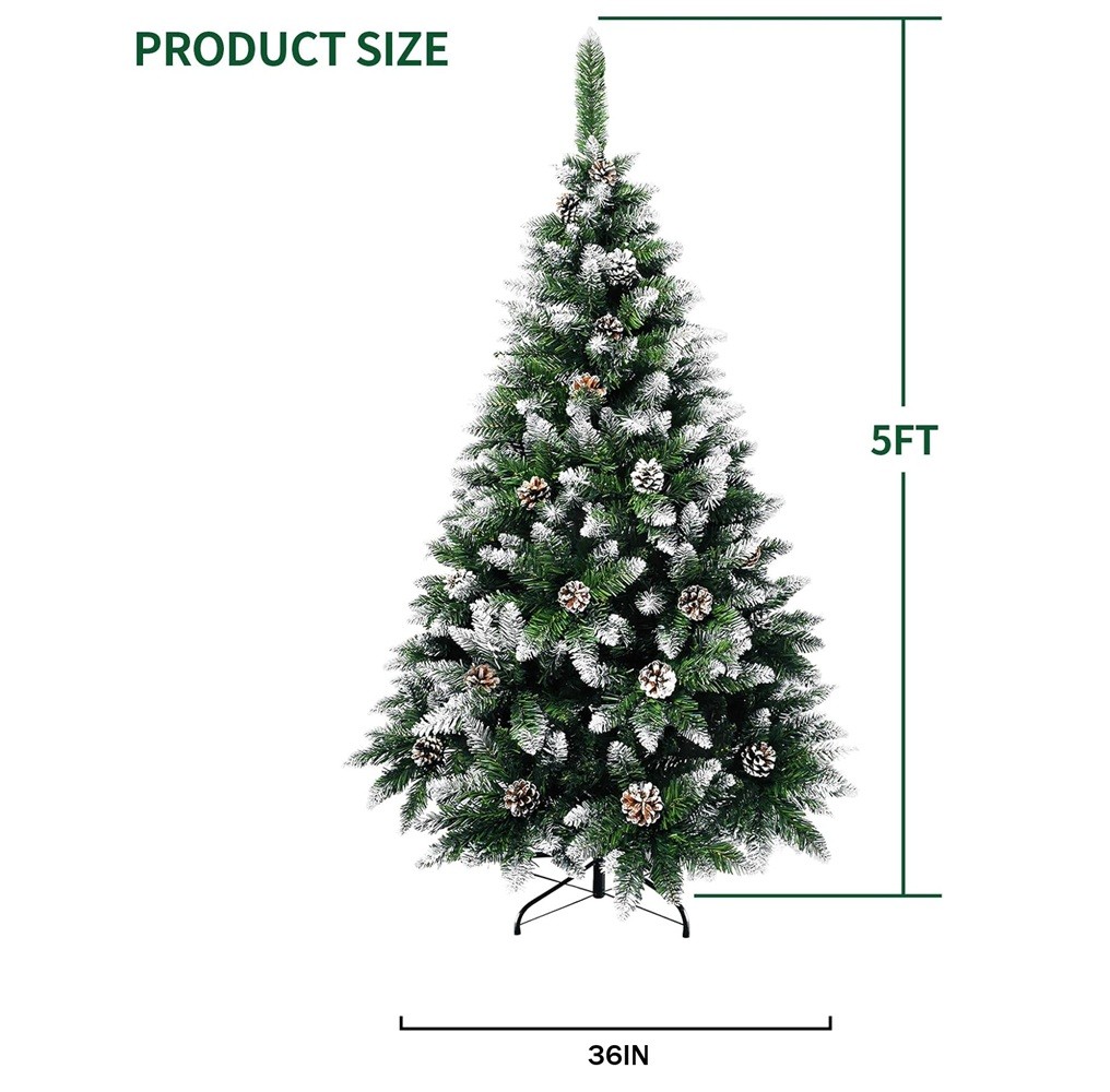 MuRealy 5FT Unlit Flocked Artificial Christmas Tree with Pinecones and Metal Sta gallery