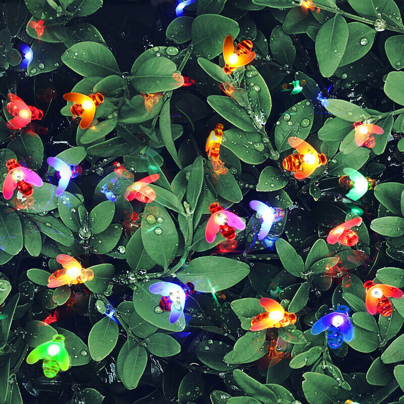 60 LED Solar Powered Bee String Lights Outdoor Yard Garden Decor Waterproof Lamp gallery