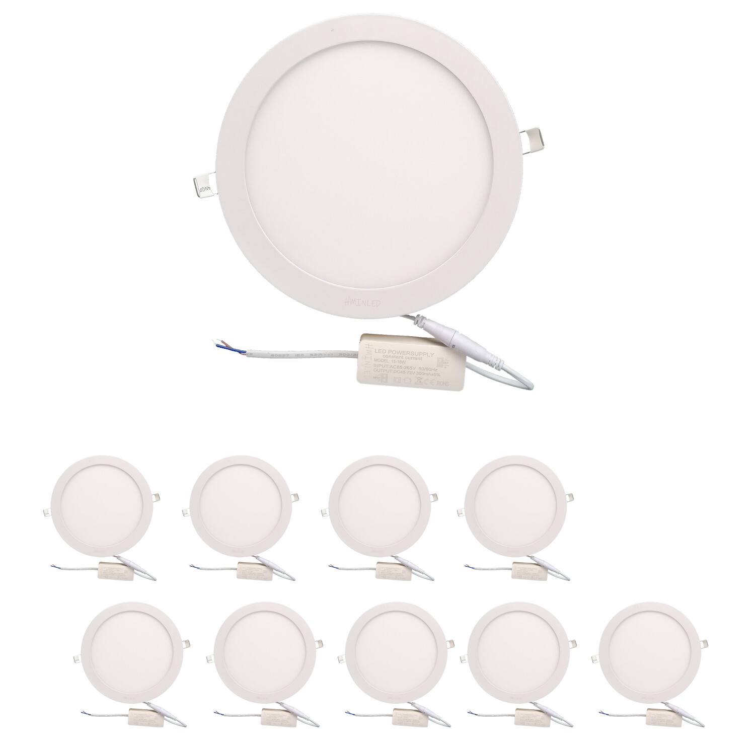 LED Can 10 PCS 6000K 6500K Daylight Circular Ceiling Lights 8in Slim Panel 18W gallery