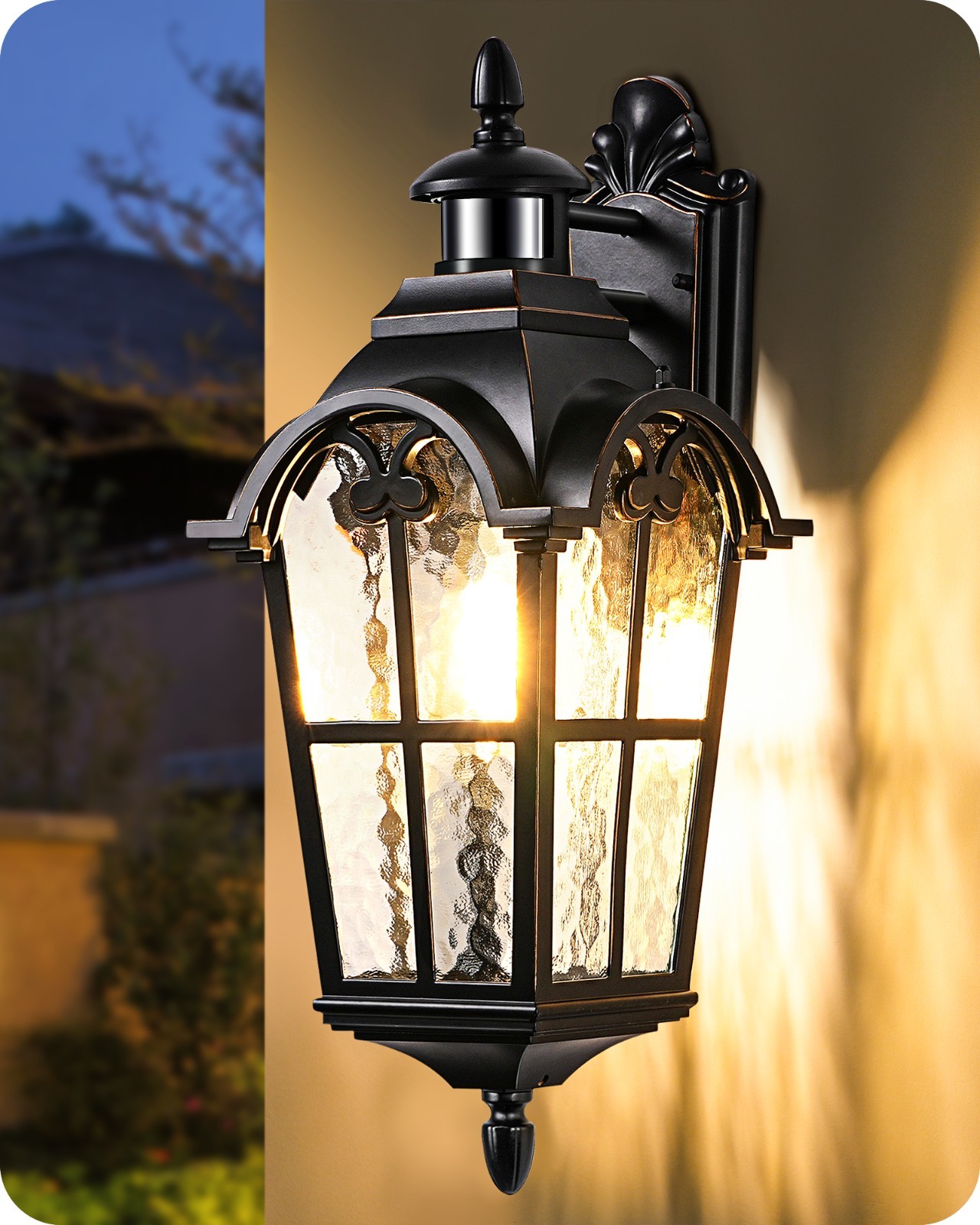 20.2" Large Motion Sensor Outdoor Wall Lights, Dusk to Dawn Exterior Sconce gallery