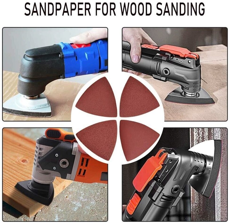 100PCS Multi-Tool Hook Loop Sandpaper Disc Triangle Sanding Pads for Oscillating gallery