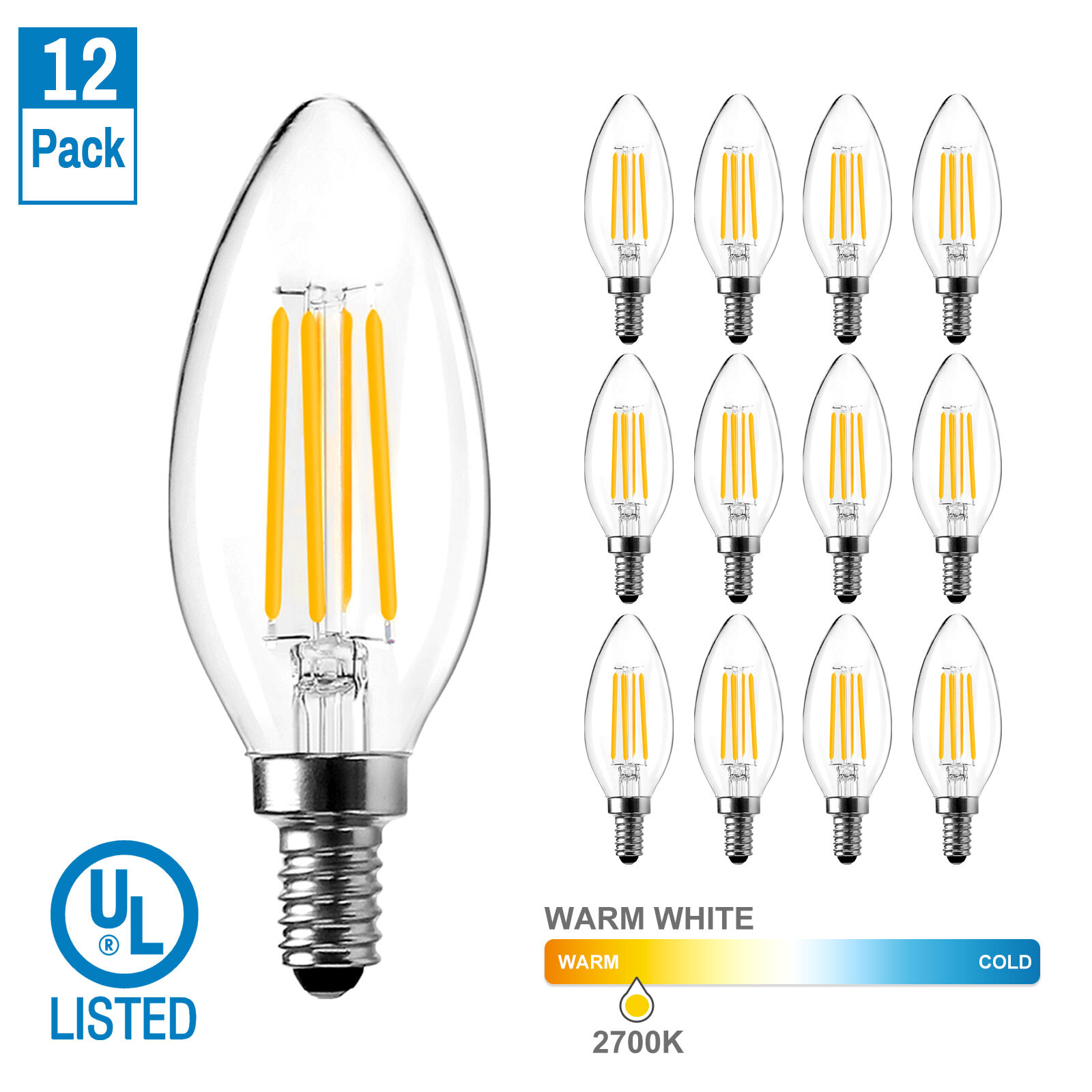 BRIMAX E12 LED Candle Light Bulbs Candelabra Chandelier Bulb Replacement 40W 60W gallery