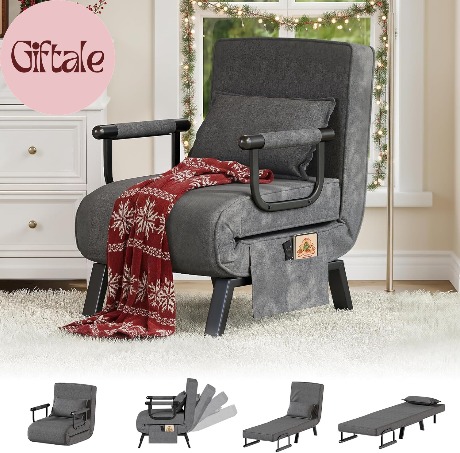 Sleep Chair Bed, Comfy Convertible Sleeper Chairs for Adults, 5 in 1 Folding Sof gallery