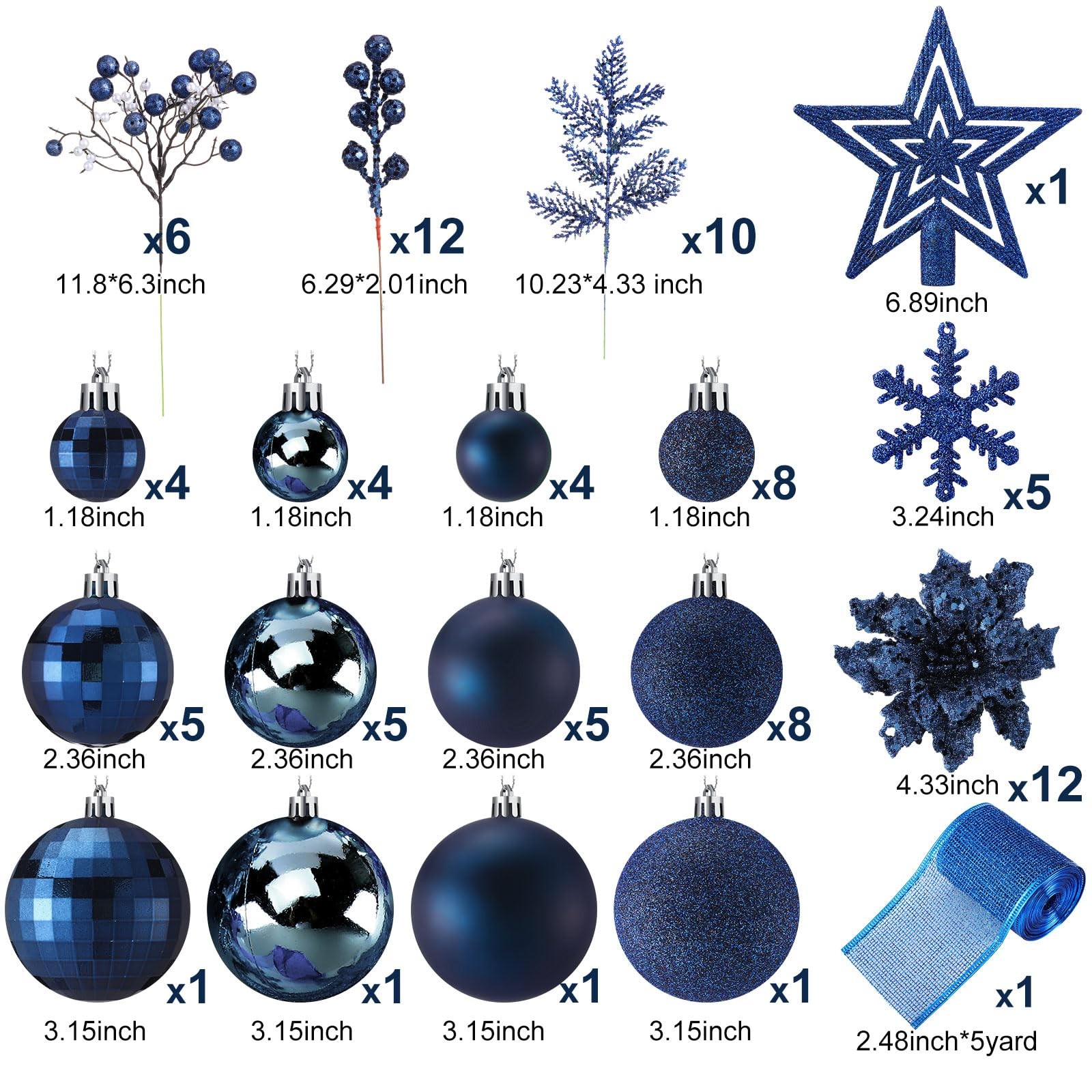 94 Pcs Christmas Tree Decorations Set, Christmas Tree Ball Ornaments Glitter ... gallery