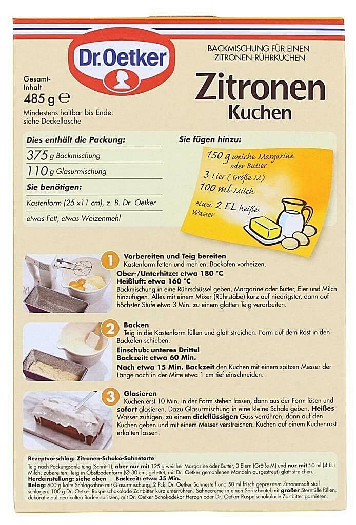 Dr. Oetker Lemon Cake Baking Mix Backmischung New from Germany gallery
