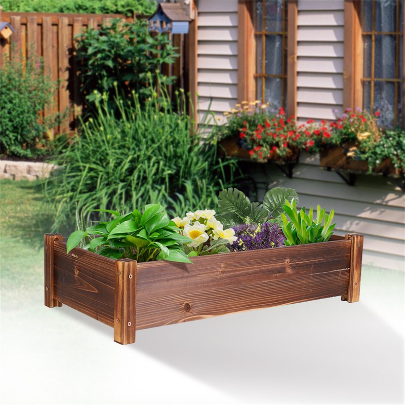 Solid Pinewood Raised Garden Bed Horticulture Elevated Planter Box Outdoor Indoo gallery