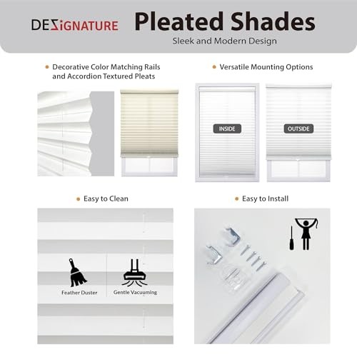 Cordless 1" Signature Light Filtering Pleated Fabric Shade, 53" W x 48" H, Black gallery