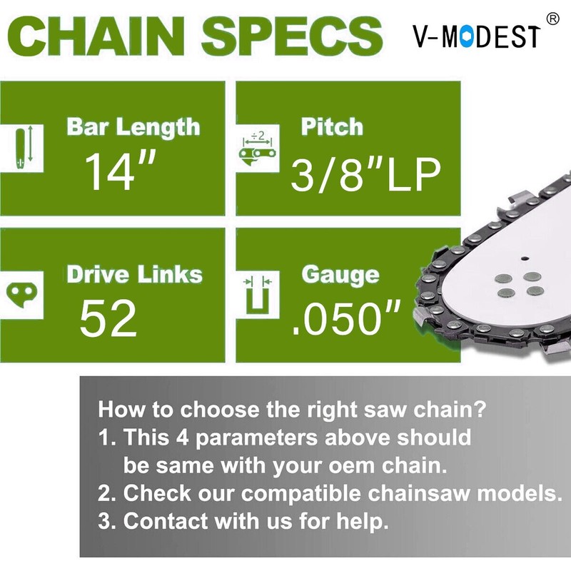 14-Inch Guide Bar & Chainsaw Chain Combo 3/8'' LP .050" Gauge 52DL Fit Echo etc. gallery