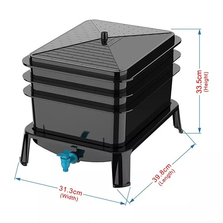 3 tray worm bin. Mess free, easy to use, recycle food waist. Indoor/outdoor.  gallery