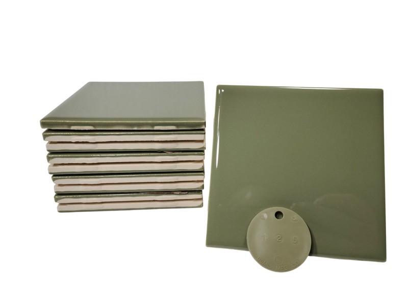 Avocado Green Ceramic Tile Shower Backsplash 4.25 in Subway Mid Century Modern gallery