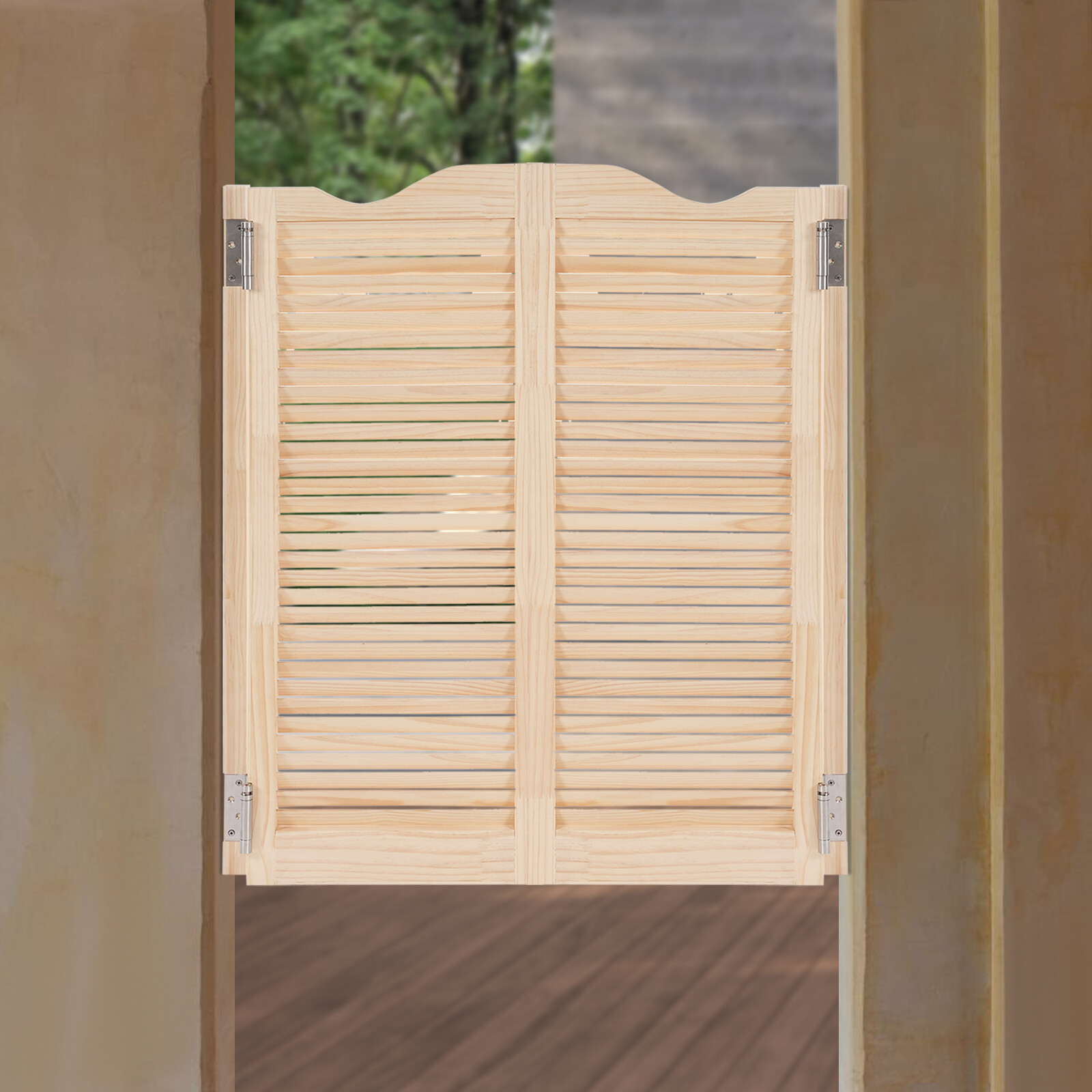 Partition Two Door Passing Door For Stairs Passageway Dividing Door Wood Color gallery