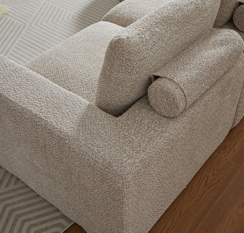 99" Sectional L-Shaped Sofa Couch, Chenille Cloud Curved Sectional Sofa with Cha gallery