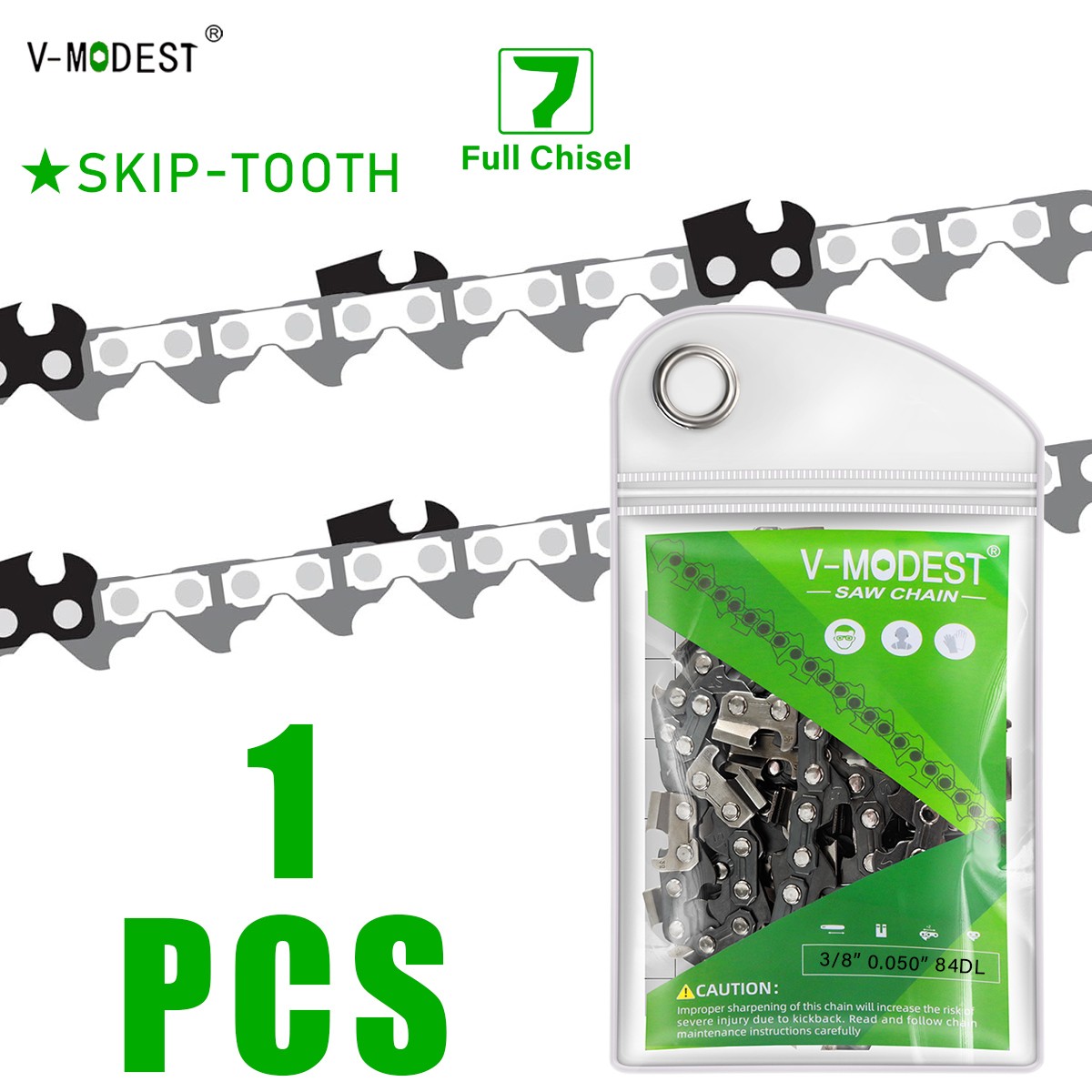 V-MODEST Skip-Tooth 24/25" Chainsaw Chain 3/8" .050" 84DL Fits Stihl MS362 etc. gallery