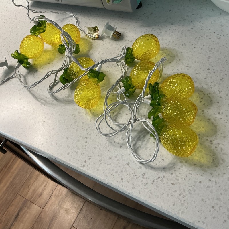 2 Sets Pineapple Tropical String Lights Indoor Outdoor Patio Bar 8.75” Each New gallery
