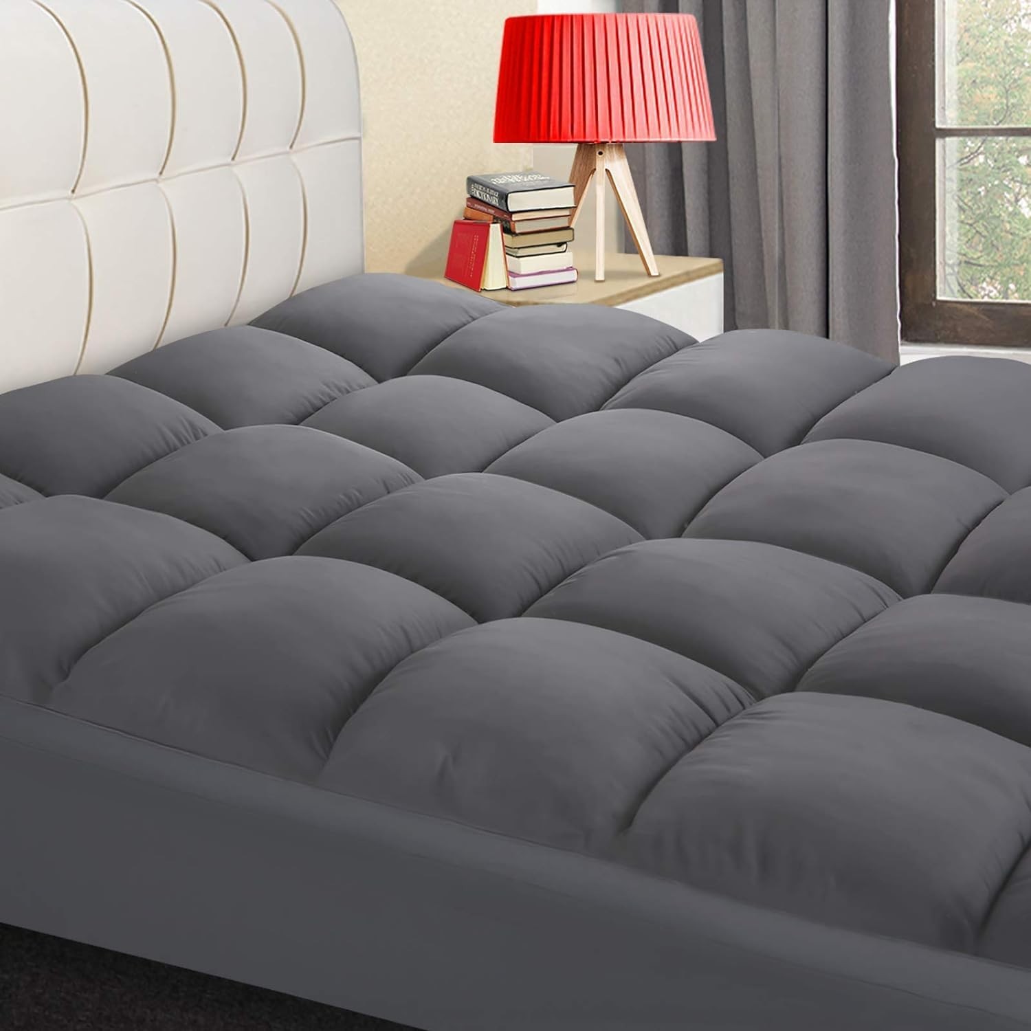 Mattress Topper Queen 21 Inch Deep Pocket Cooling Plush Grey COONP 8-21 gallery