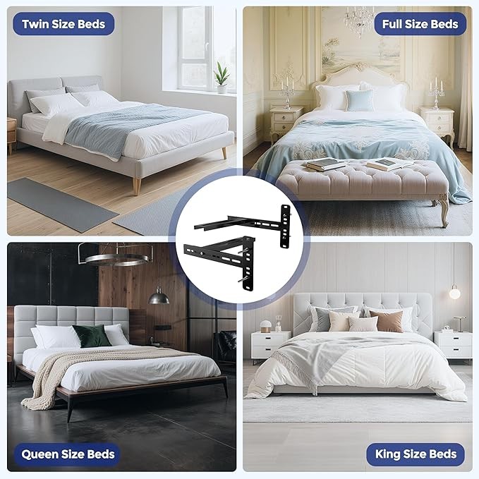 2 Pack Universal Adjustable Headboard Brackets Kit for Bed Base gallery