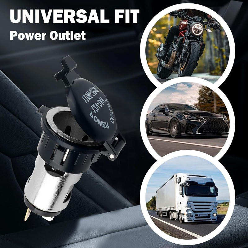 2PCS 12V/24V Cigarette Lighter Socket with ABS Cover and Extension Color: 2PCS gallery