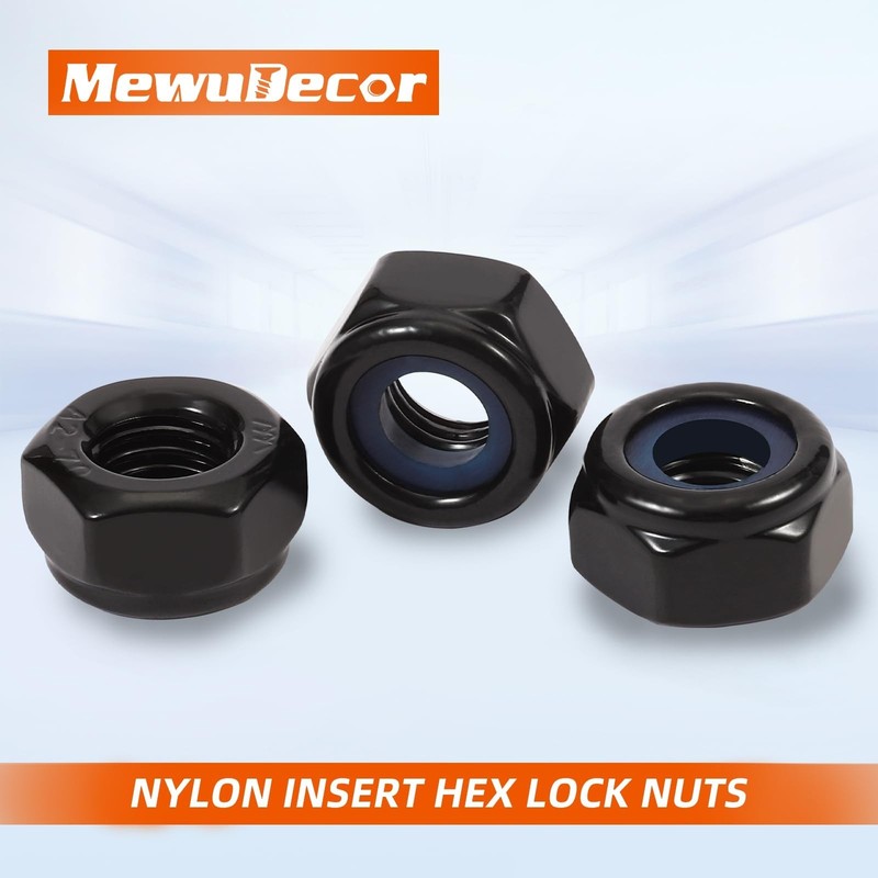 3/8-16 Nylon Insert Hex Lock Nuts Locknuts, 304 Stainless Steel 18-8, Black O... gallery