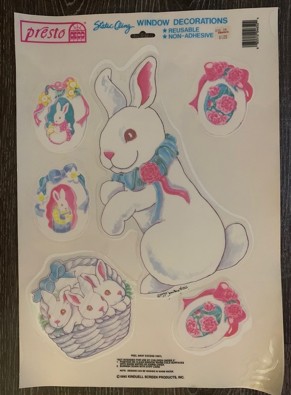 Vintage 90s Easter Decorations Static Cling Easter Bunny Lot Of 6 gallery