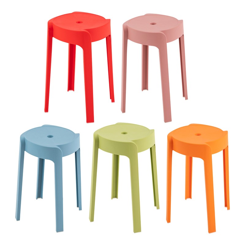 Multi-coloured 5PCS Plastic Bar Stacking Stools L-Shaped For Kids Students New gallery